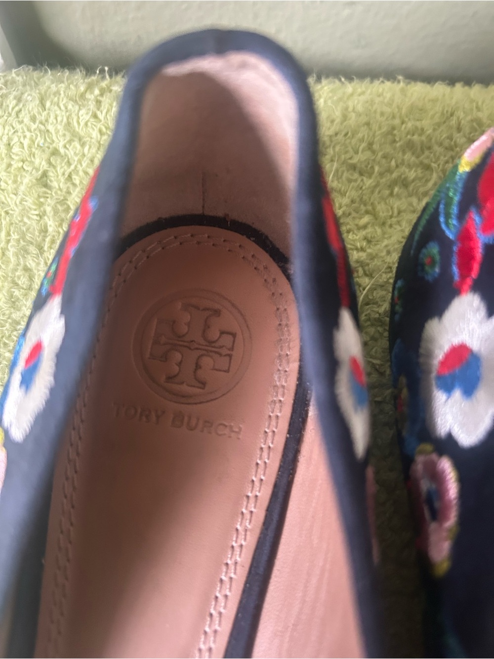Tory Burch Rosemont Navy Floral Embroidered Pointed Toe Flats - Picture 11 of 15